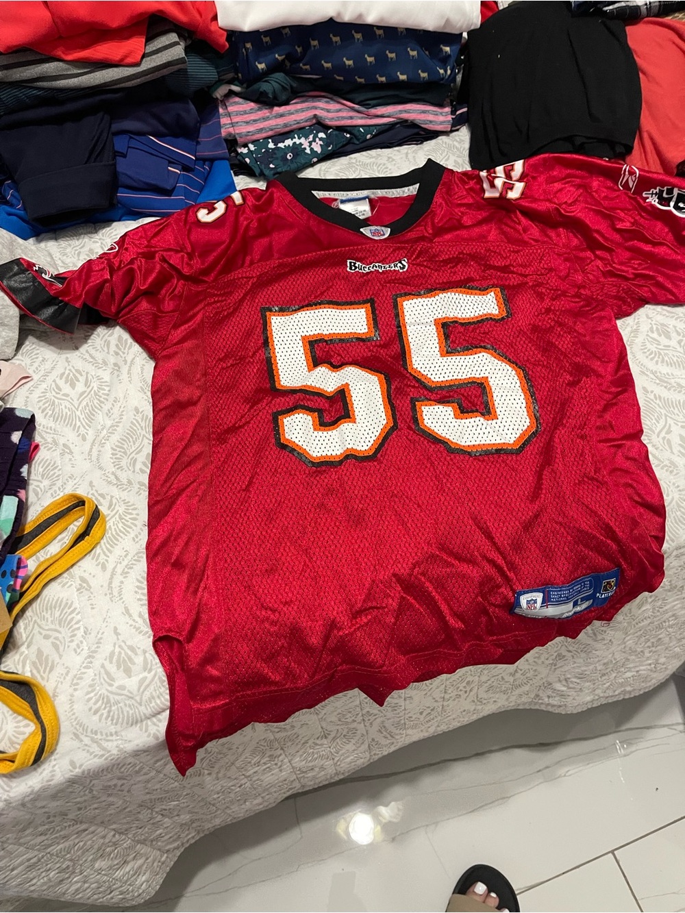 Men Red Football Jersey Top with Number 55